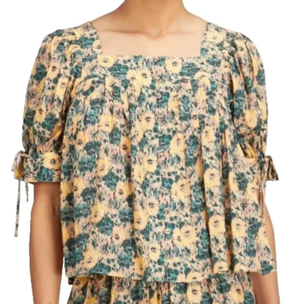 Ulla Johnson Lorraine Begonia Floral Silk Blouse